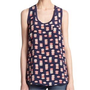 JOIE Alicia Macaron Print Racerback Silk Tank